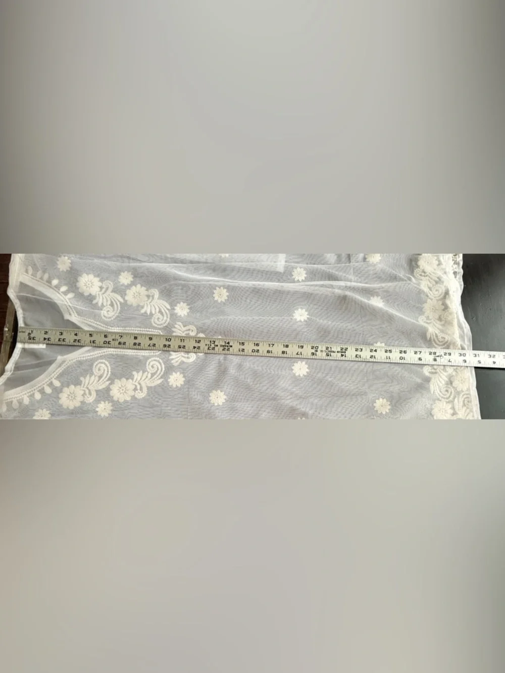 Boho NWOT Embroidered off white Sheer V-Neck Cover-Up | One Size Gorgeous piece